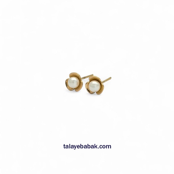 گوشواره میخی گل و مروارید 005