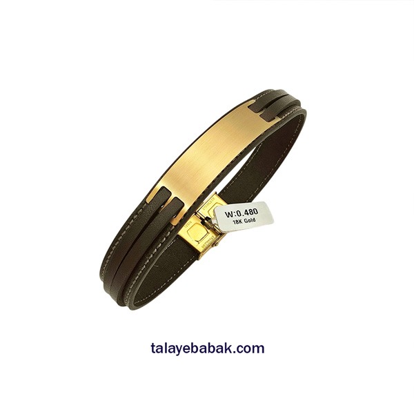 دستبند چرم و طلا DM017