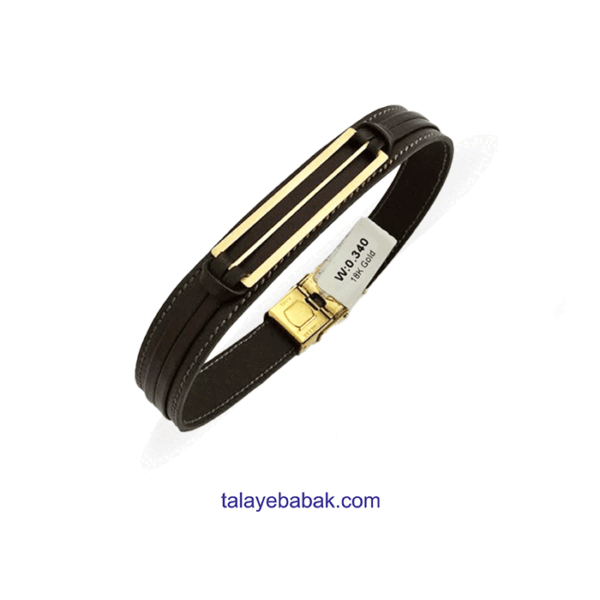 دستبند چرم و طلا DM021
