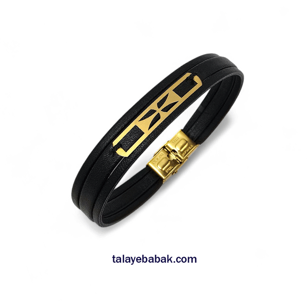 دستبند چرم و طلا DS011