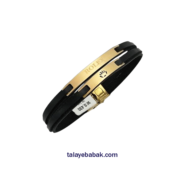 دستبند چرم و طلا رولکس DM014