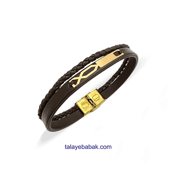 دستبند چرم و طلا DA016