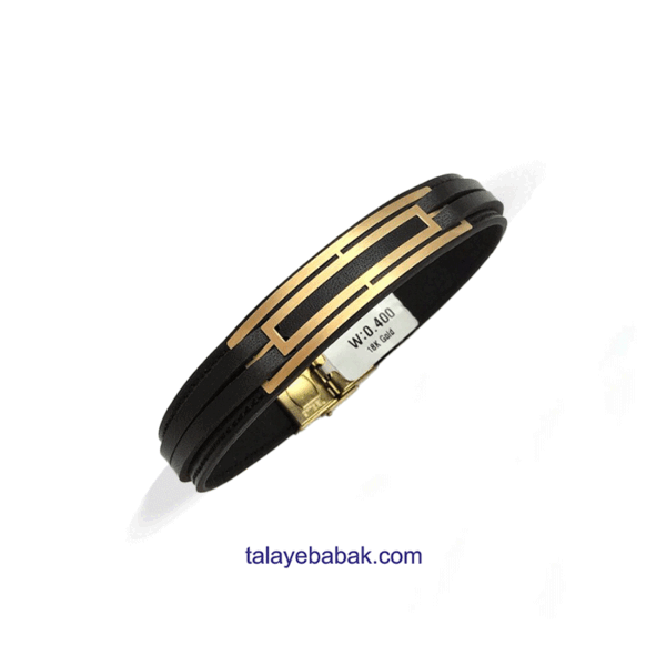 دستبند چرم و طلا DM034