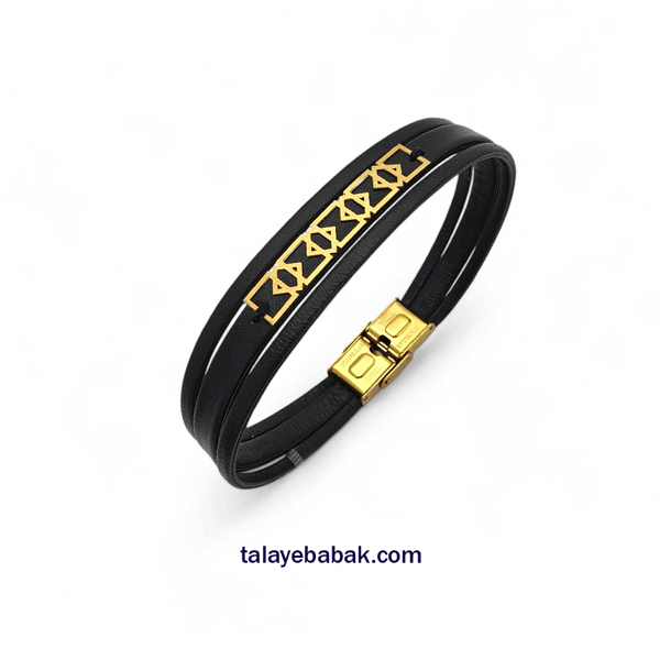 دستبند چرم و طلا DS014