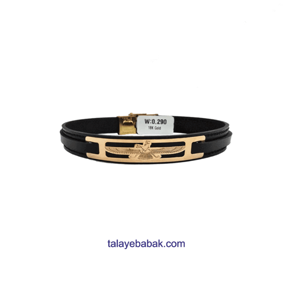 دستبند چرم و طلا فروهرDM057