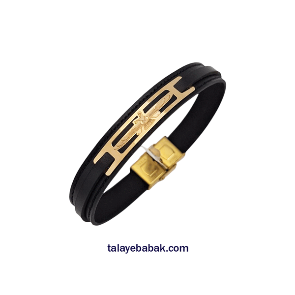 دستبند چرم و طلا فروهرDM057