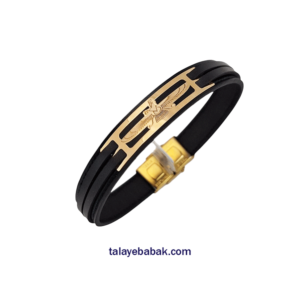 دستبند چرم و طلا فروهر
