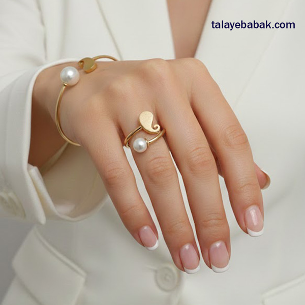 انگشتر مروارید و بته جقه