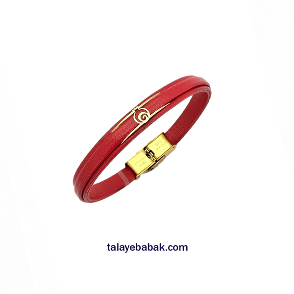 دستبند چرم و طلا انار DS053