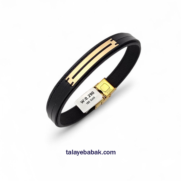 دستبند چرم و طلا DM092