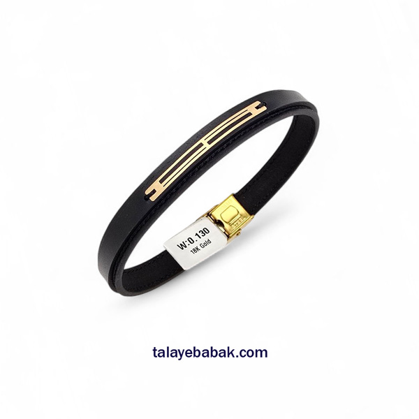 دستبند چرم و طلا DM094