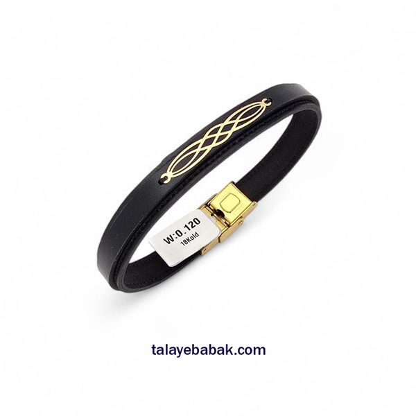 دستبند چرم و طلا DM095