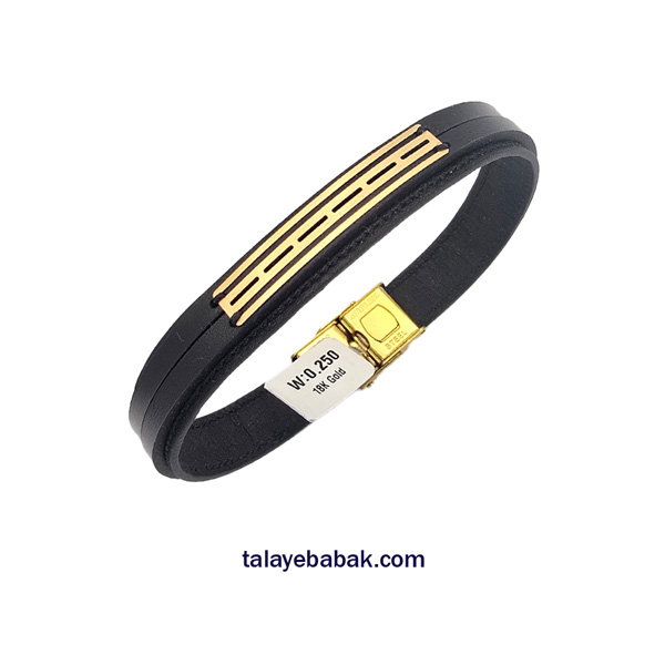 دستبند چرم و طلا DM099 مشکی