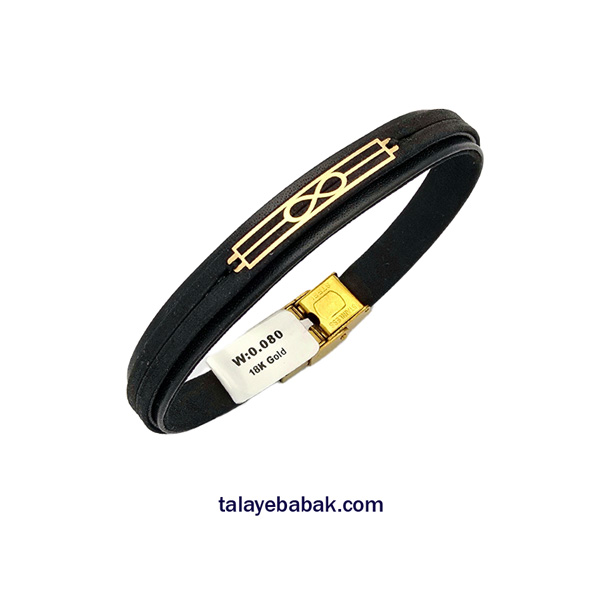 دستبند چرم و طلا بینهایت