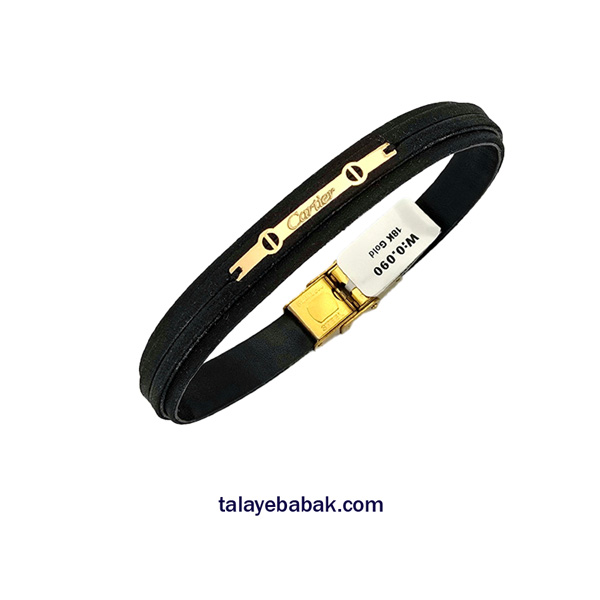 دستبند چرم و طلا کارتیه