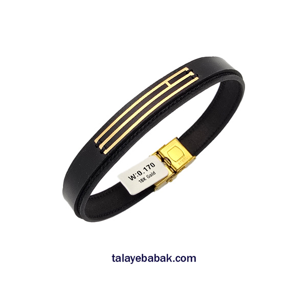 دستبند چرم و طلا DM102 مشکی