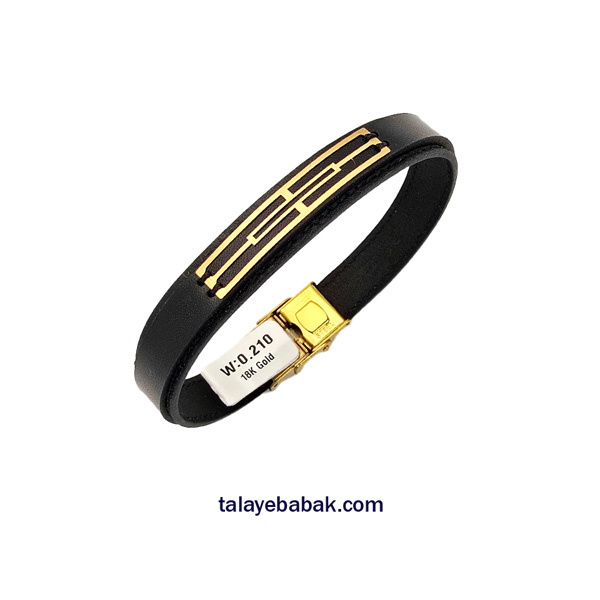 دستبند چرم و طلا DM106 مشکی