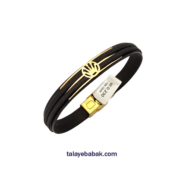 دستبند چرم و طلا DM108 مشکی
